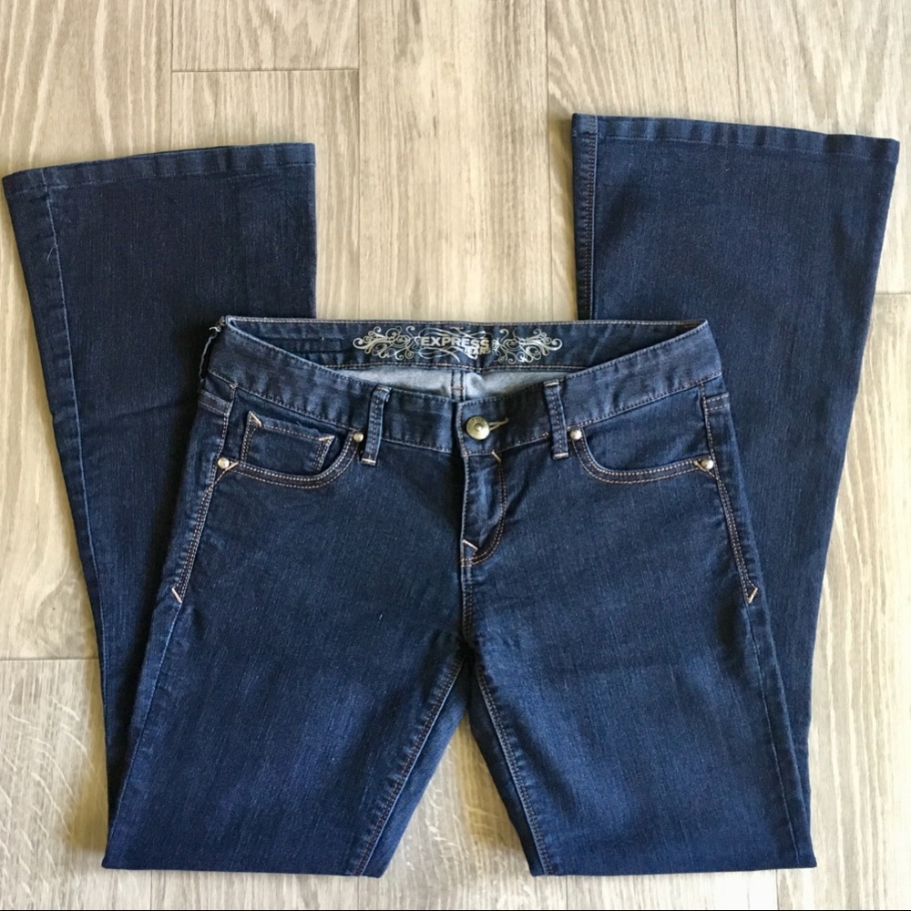Express Dark Wash Slim Flare Jeans